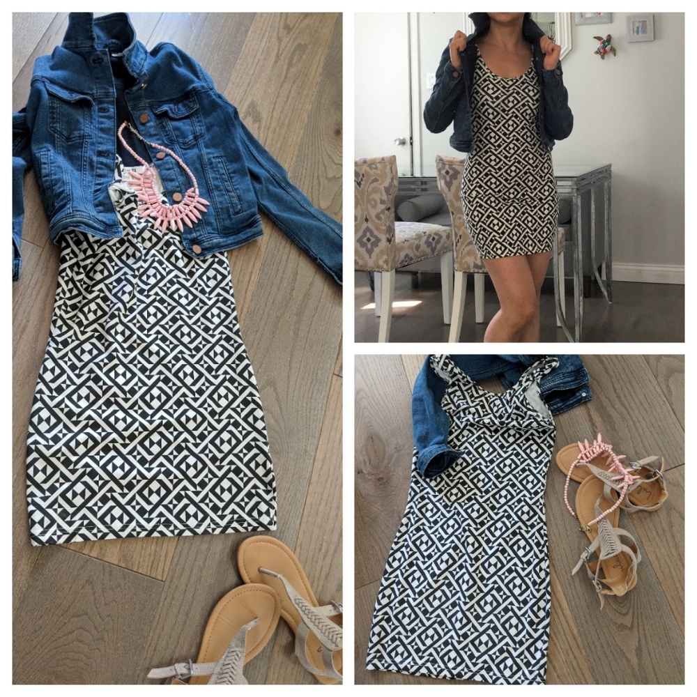 Black and White Geometric Mini Dress